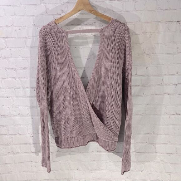 Moon & Madison Wrap Knit Oversized Sweater Top - Picture 2 of 6